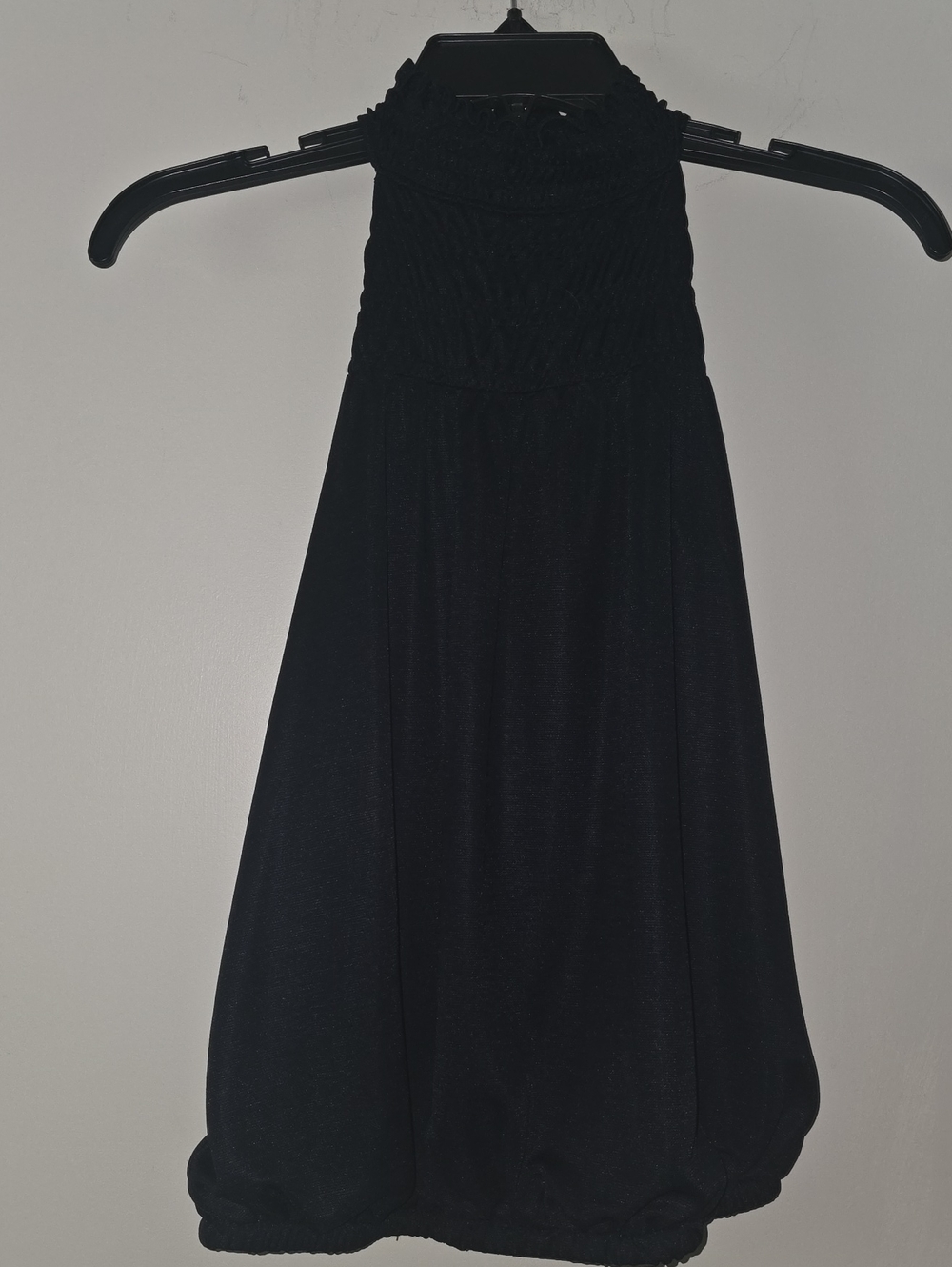 Black Halter Bubble Hem Women’s Top
